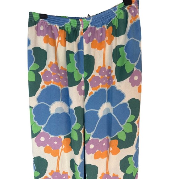 2/$30 Zara XS Wide-Leg Floral Print Pants Elastic Waist - Picture 4 of 14